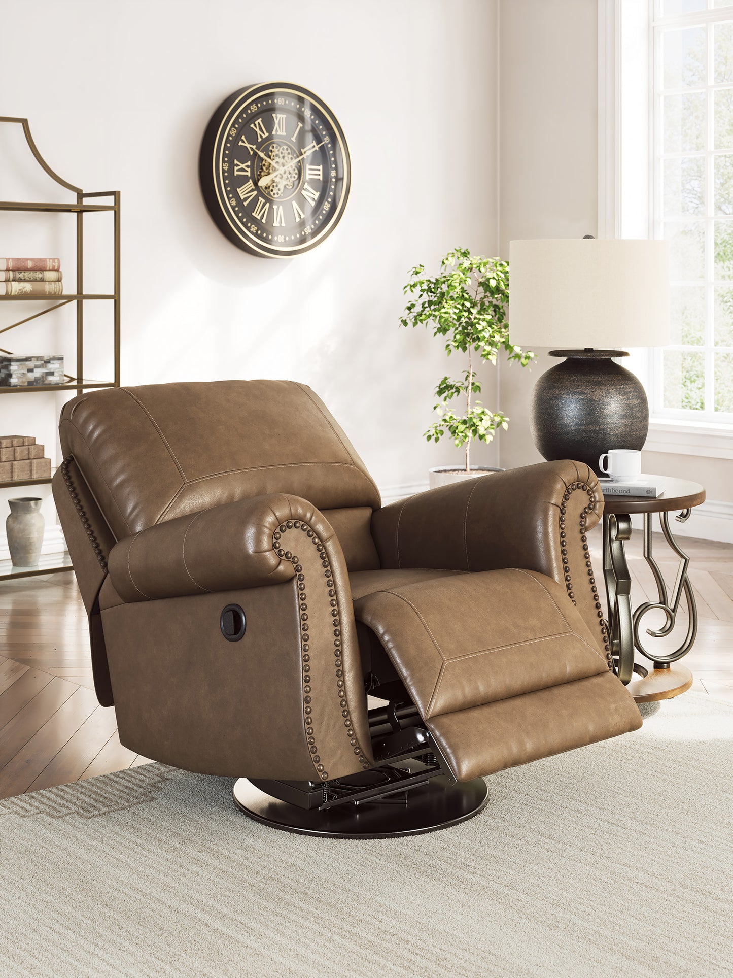 EMBER FAUX LEATHER 1 SEATER RECLINER ARMCHAIR/ROCKING CHAIR BROWN