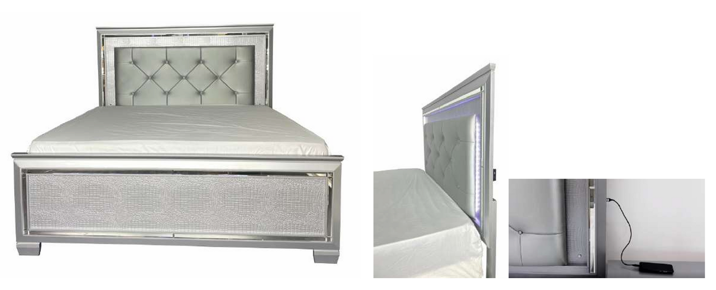 ELARA  RUBBERWOOD 9-DRAWER DRESSER CHEST OF 9 DRAWERS SILVER