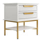 MORETTI 2-DRAWER BEDSIDE TABLE SATIN WHITE/GOLD SMALL