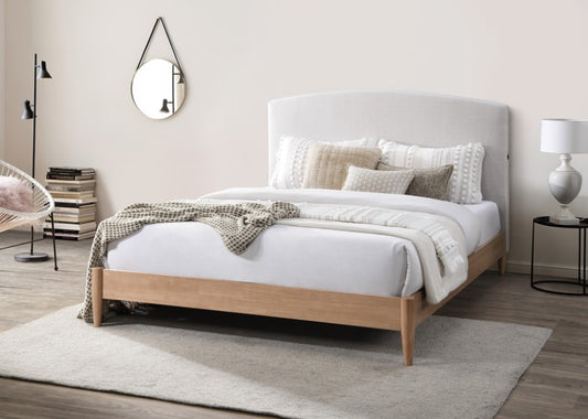 SOLENE FABRIC DOUBLE BED WITH UPH BH & USB SANDSTONE