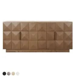 HAMPSHIRE RIVER BROWN MARBLE TOP/WALNUT 4-DOOR BUFFET/SIDEBOARD -