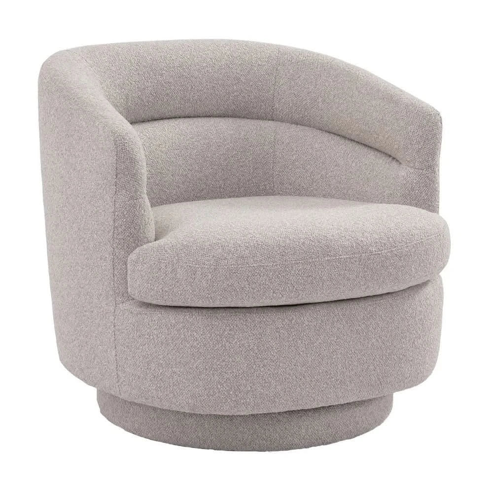 BRYNN BOUCLE SWIVEL ARMCHAIR WARM GREY