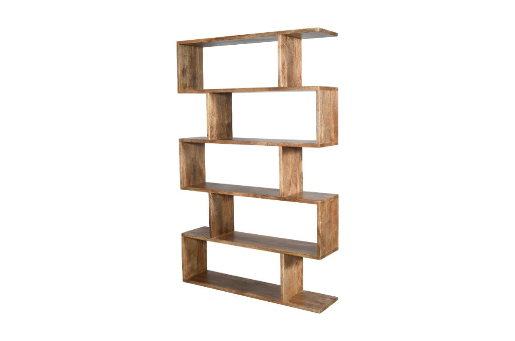 LUZU SOLID MANGO WOOD OPEN BOOKCASE /BOOKSHELF ROYAL OAK 120X28X185CM