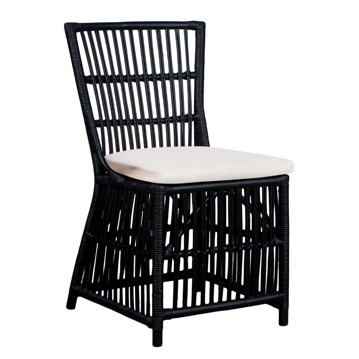 JAVA HAMPTONS STYLE RATTAN DINING CHAIR - BLACK