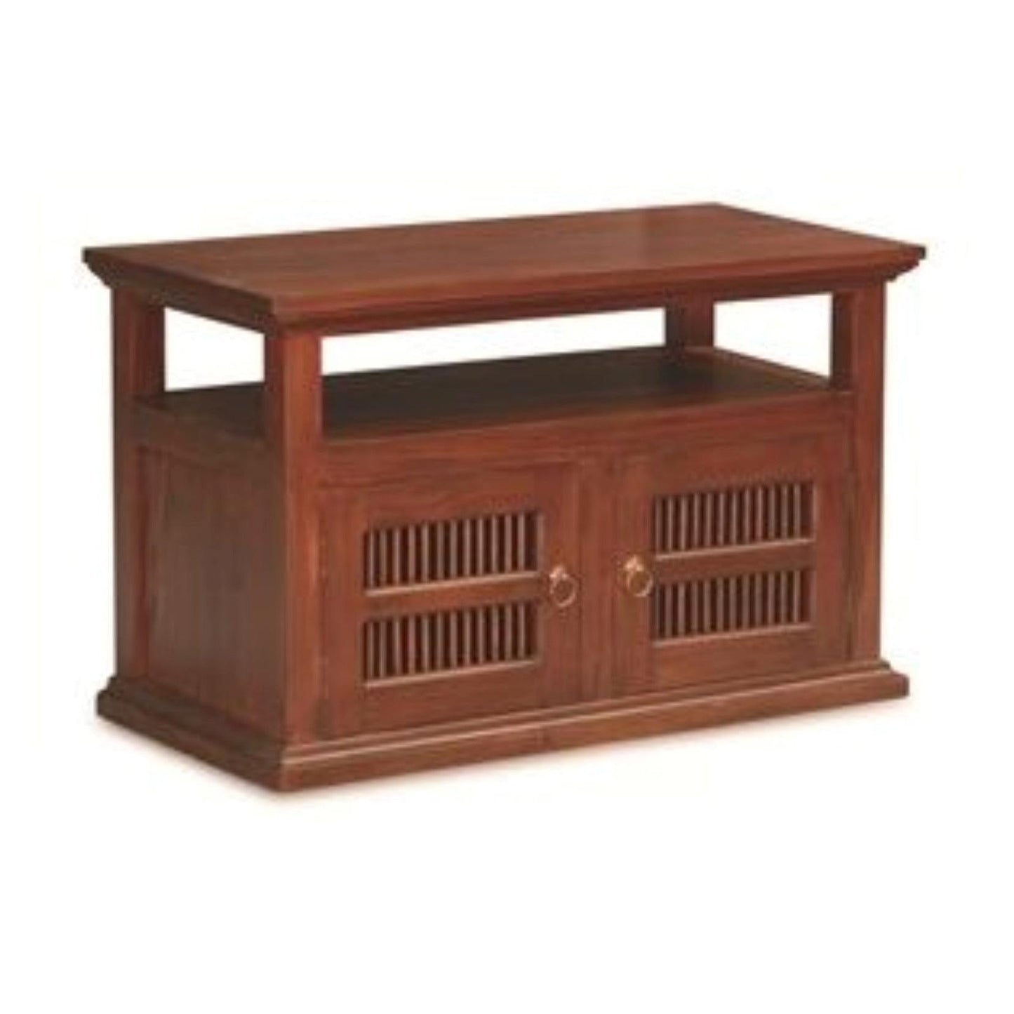 RUJI SOLID MAHOGANY TV UNIT 2 DOORS/SHELF - MAHOGANY