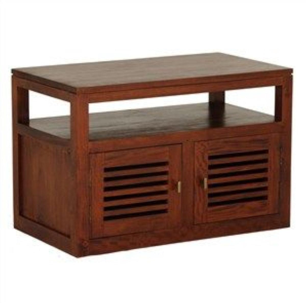 EBONY SOLID MAHOGANY TV UNIT 2 DOORS - MAHOGANY