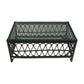 RUSSO TEMPERED GLASS TOP RATTAN COFFEE TABLE IN SOLID BLACK
