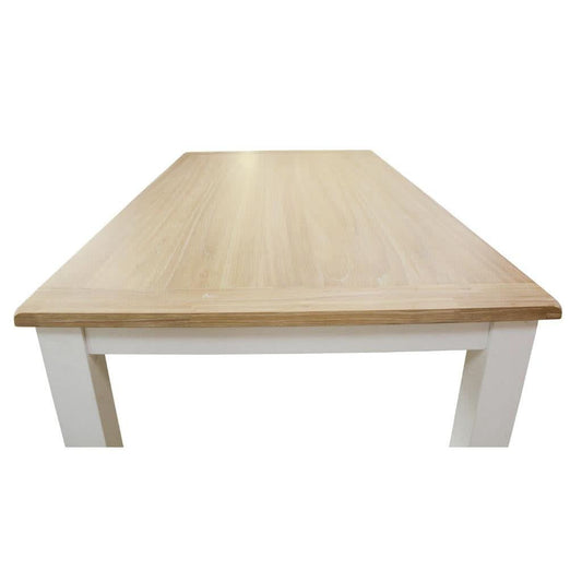 CHRISTA HAMPTON SOLID ACACIA DINING TABLE LIGHT OAK TOP WHITE BASE