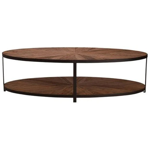 BASIL XL OVAL 2 TIER RECLAIMED OAK & IRON COFFEE TABLE