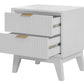 2 X ELIJAH ACACIA WOOD BEDSIDE TABLES 2 DRAWERS IN WHITE