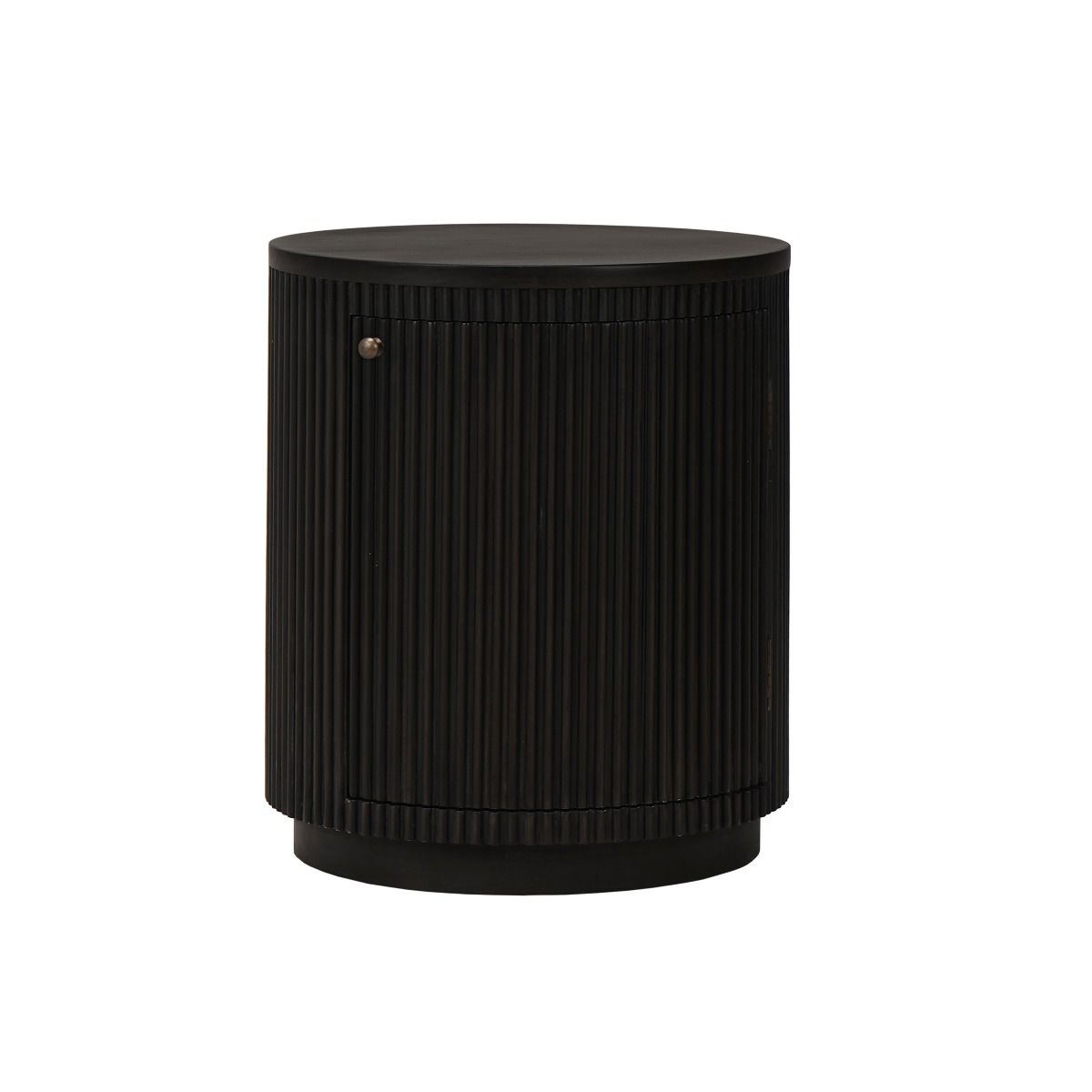 SABRAN MAHOGANY ROUND 3-DRAWER BEDSIDE TABLE NIGHTSTAND GREY OAK