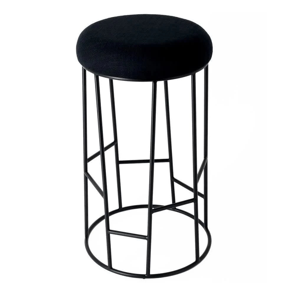 JACE BLACK STEEL BAR STOOL - BLACK LINEN