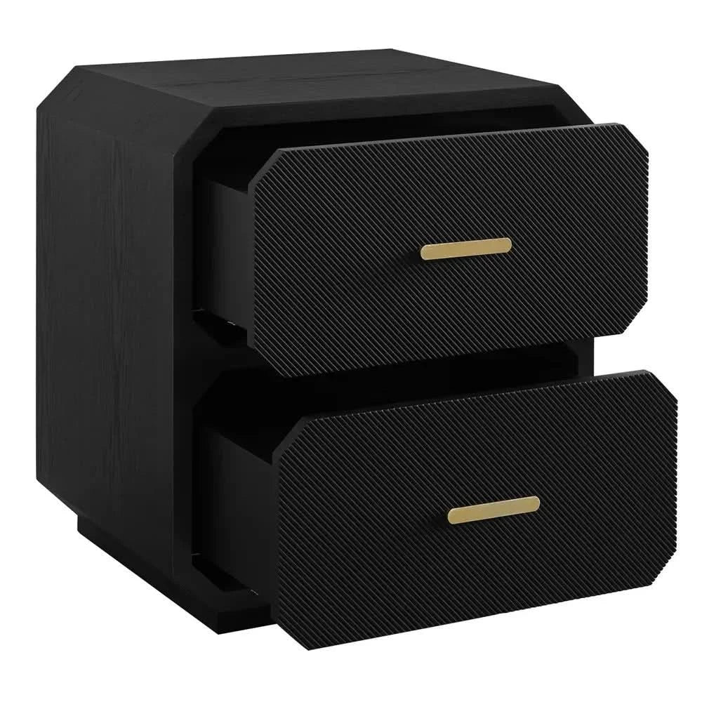 DELGARDO HAMPTON STYLE 2-DRAWER BEDSIDE TABLE BLACK