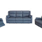 BARRON GENUINE MURANO LEATHER 3-SEATER  2-SEATER + 1 SINGLE RECLINER ARMCHAIR  LOUNGE SUITE MARINE BLUE