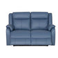 BARRON GENUINE MURANO LEATHER 2-SEATER  RECLINER SOFA W/USB PORT  MARINE BLUE