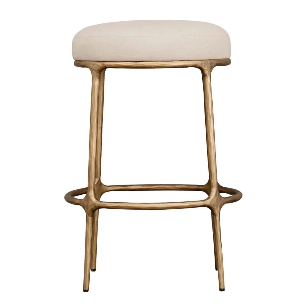 SOREN KITCHEN STOOL - BRASS /NATURAL LINEN