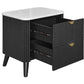 SEVERIN SOLID & VENEER MALAYSIAN HARDWOOD 2-DRAWER BEDSIDE TABLE BLACK