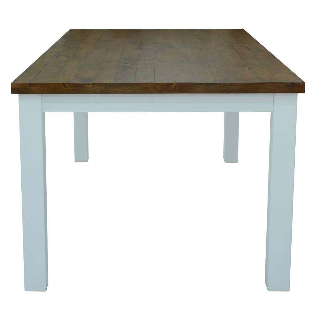 VILLIERS HAMPTON SOLID ACACIA TIMBER DINING TABLE OAK/WHITE 180CM