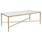 SOREN MARBLE RECTANGULAR COFFEE TABLE - BRASS FRAME 120CM