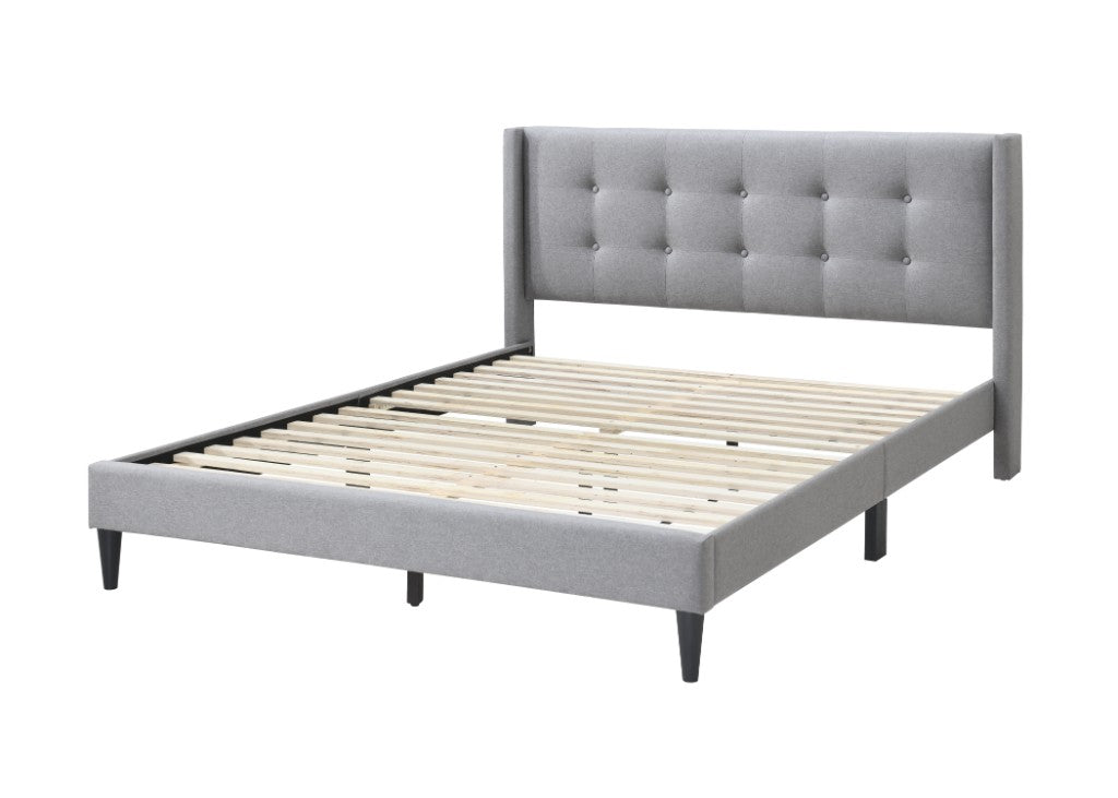 LAING FABRIC QUEEN BED BASE IN MID GREY