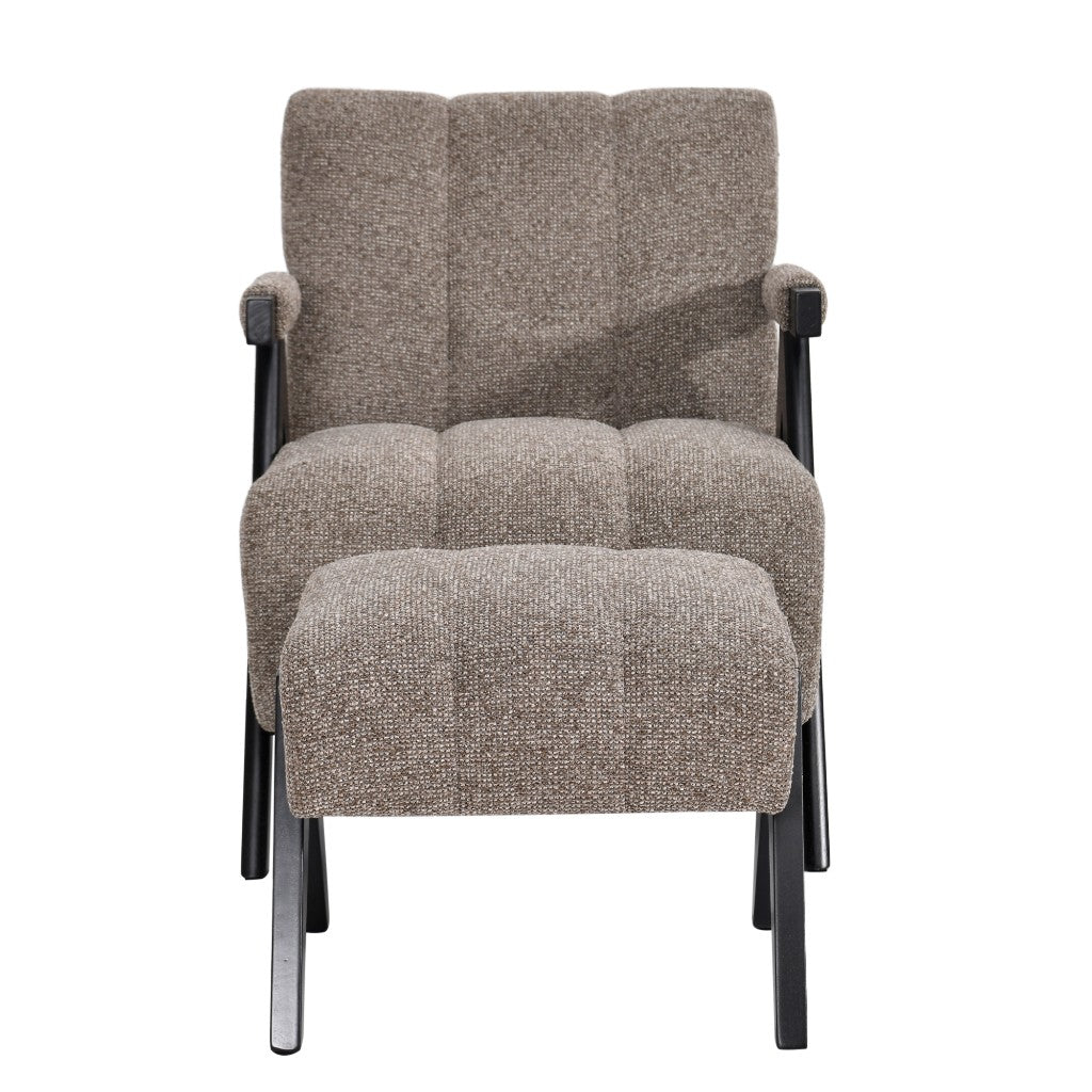 PELLERIN FABRIC ARMCHAIR & MATCHING STOOL FAWN