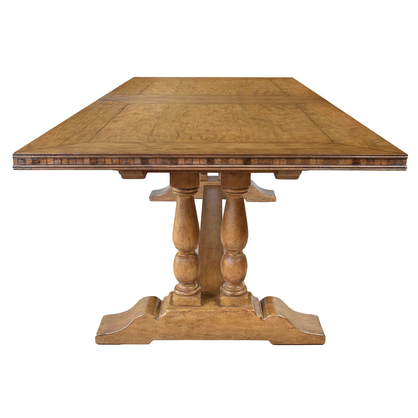 LAURENT SOLID MANGO WOOD FRENCH CLASSIC DOUBLE PEDESTAL DINING TABLE 260CM NATURAL