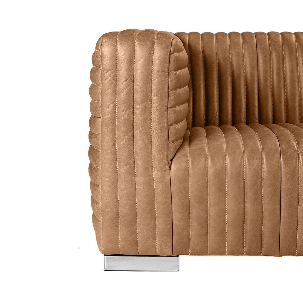 BUFFY 3-SEATER SOFA TOP GRAIN COW LEATHER  LIGHT BROWN