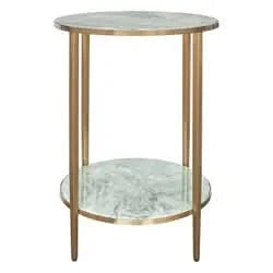 MELINA ROUND SIDE TABLE/BEDSIDE TABLE DUSTYJADE MARBLE/GOLD STAINLESS STEEL