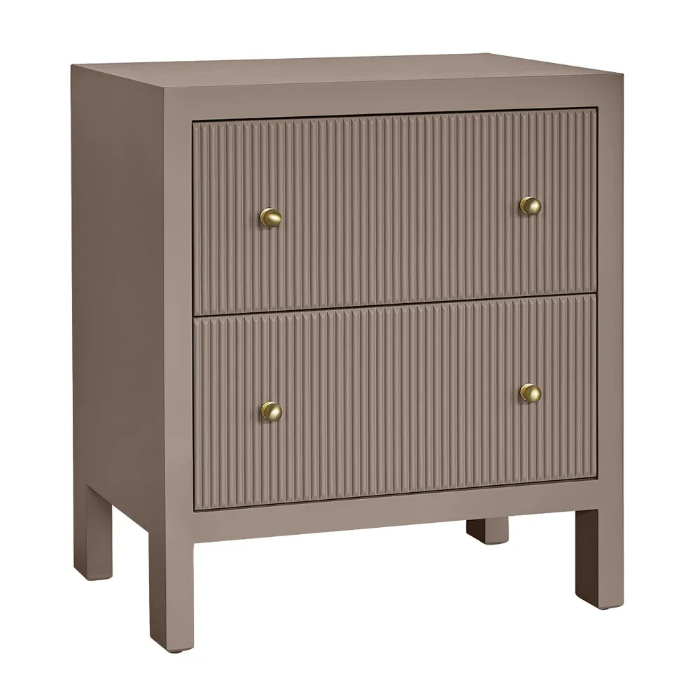 JAYLA LARGE TAUPE 2-DRAWER LARGE BEDSIDE TABLE