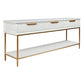 MORETTI 3-DRAWER CONSOLE TABLE/HALL TABLE SATIN WHITE  & GOLD LARGE