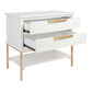 MORETTI 2-DRAWER BEDSIDE TABLE SATIN WHITE/GOLD LARGE