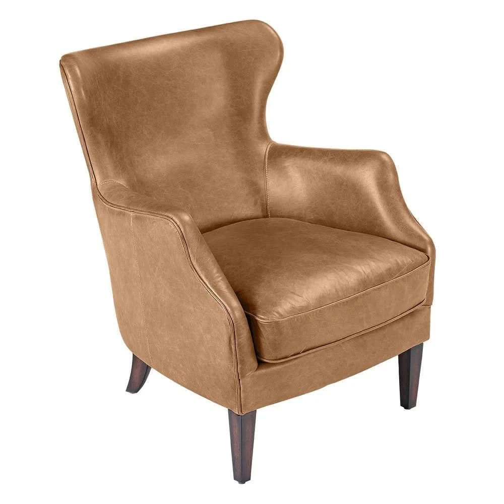 ANSEL LIGHT BROWN ARMCHAIR TOP GRAIN COW LEATHER