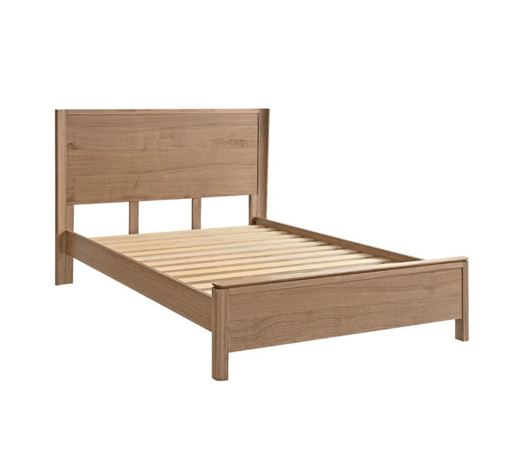 AKSEL MESSMATE TIMBER QUEEN BED - LIGHT SMOKE