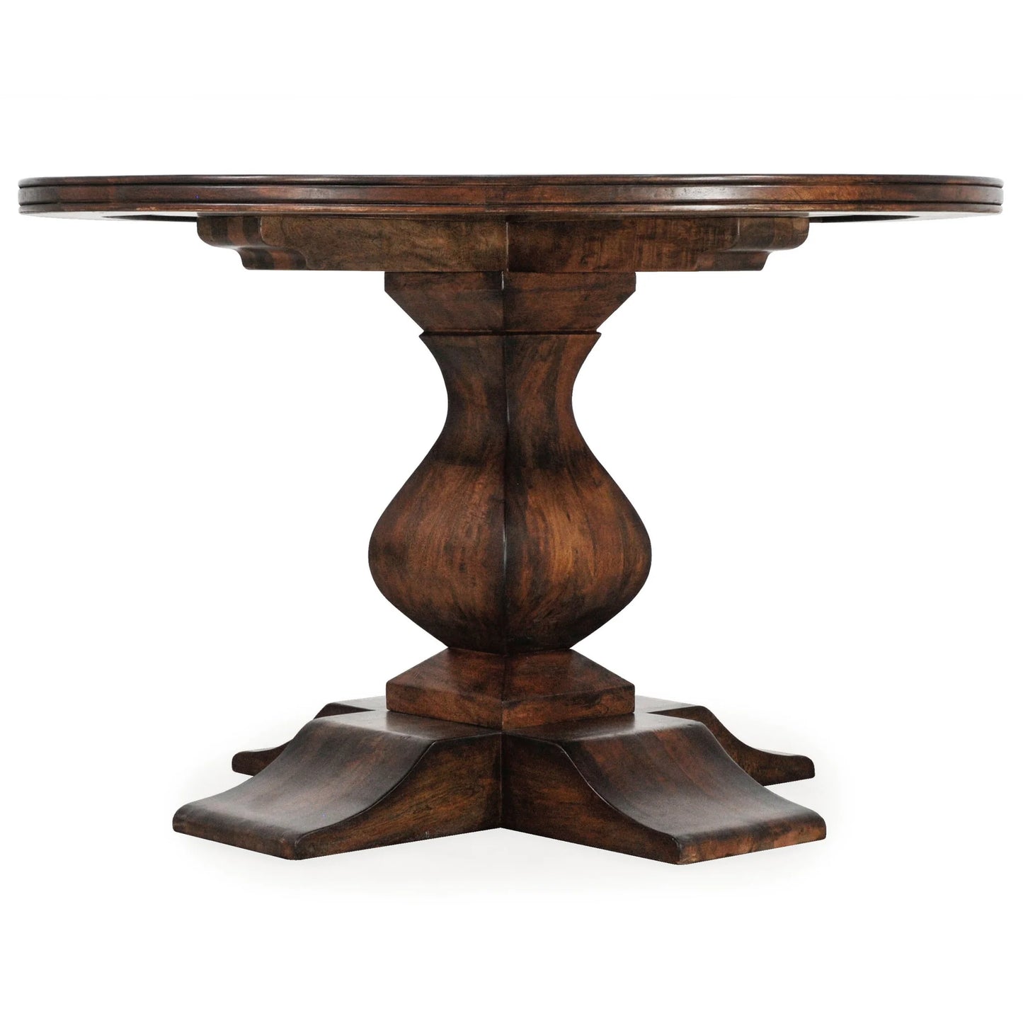 CORMIER SOLID MANGO WOOD ROUND PEDESTAL DINING TABLE 120CM