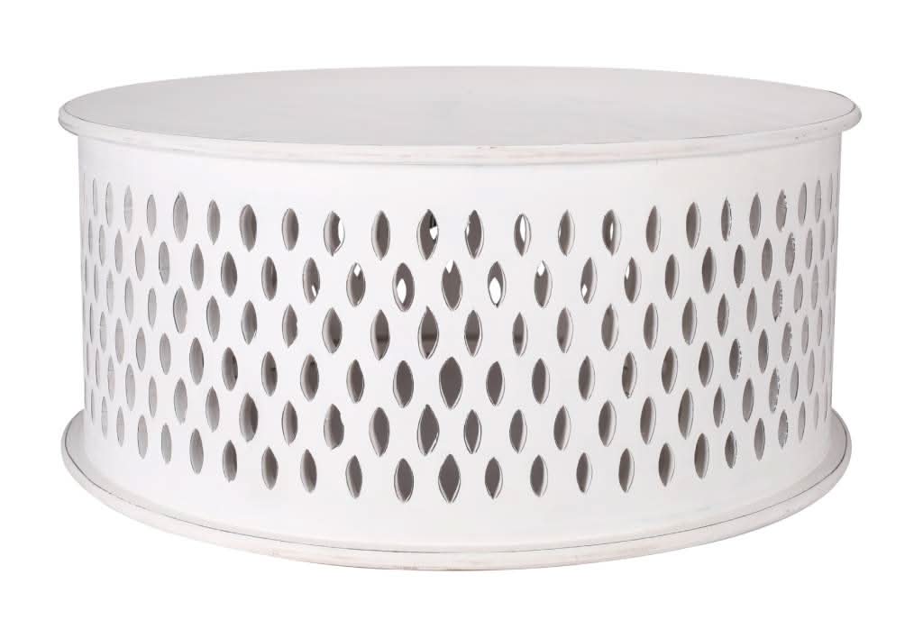 MELODIA ROUND WOODEN COFFEE TABLE - INDOOR/OUTDOOR DISTRESSED