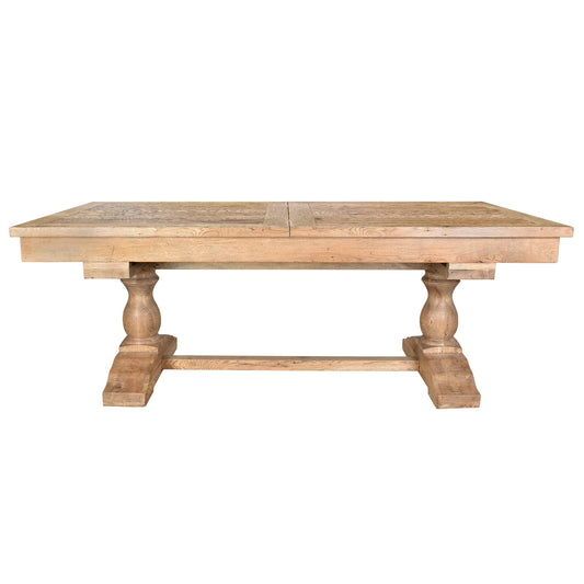 KAMURA SOLID OAK WOOD DOUBLE EXTENSION DINING TABLE NATURAL 310CM