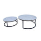 PEARSE SET OF 2 COFFEE TABLES WHITE MARBLE TOP/BLACK METAL LEGS