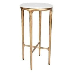 SOREN MARBLE PETITE SIDE TABLE - BRASS FRAME 90CM
