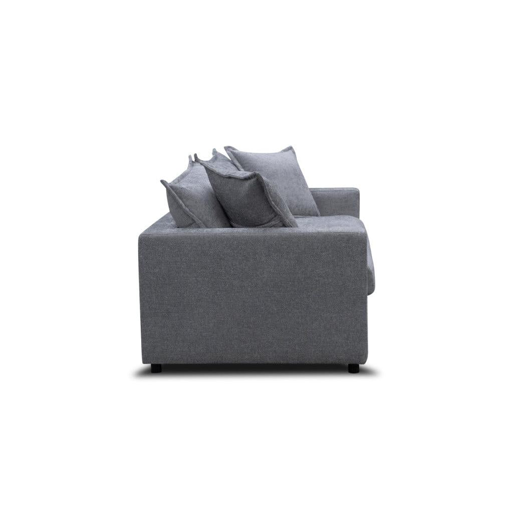 DEVINE 2 SEATER SOFA BED IN PEWTER COLOURED FABRIC - MyChocolateWood