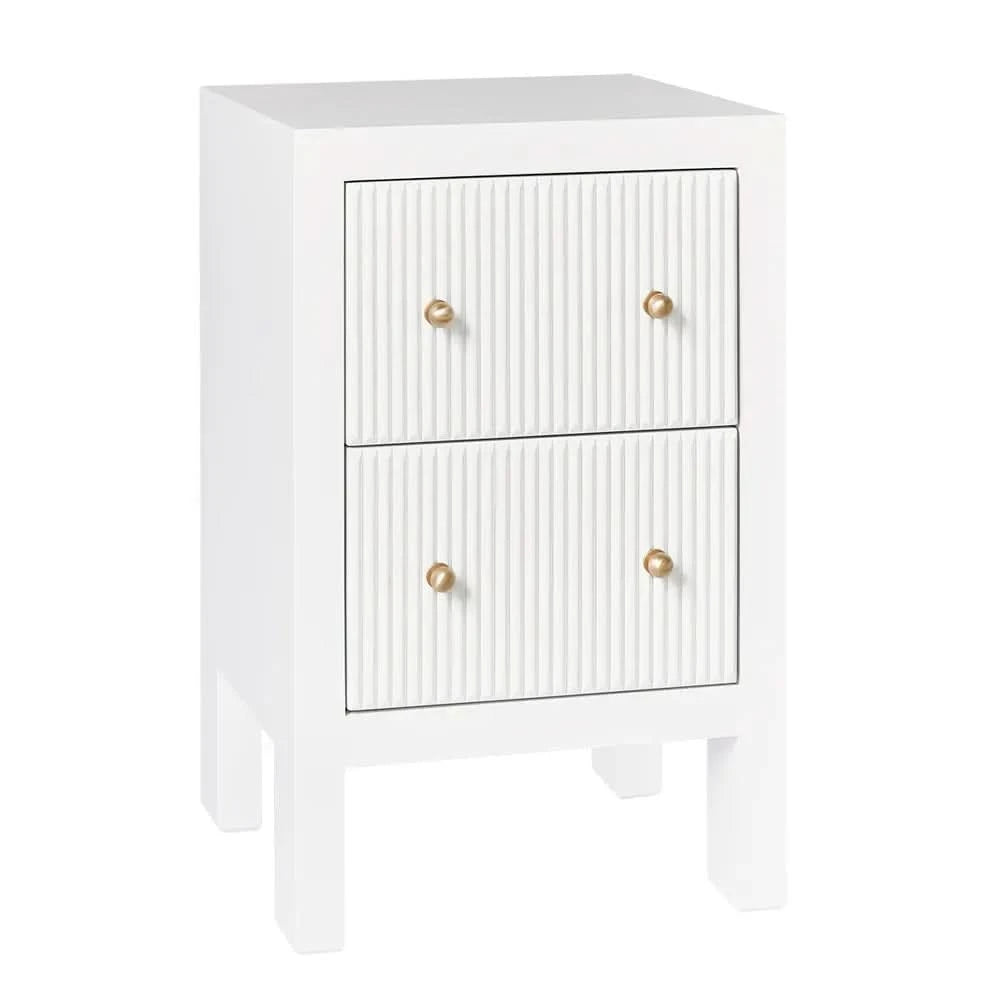 JAYLA PETITE WHITE 2-DRAWER BEDSIDE TABLE