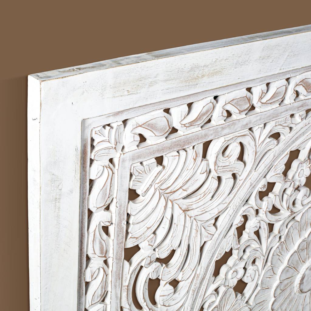 DAUPHIN MANGO WOOD QUEEN HEADBOARD ANTIQUE WHITE
