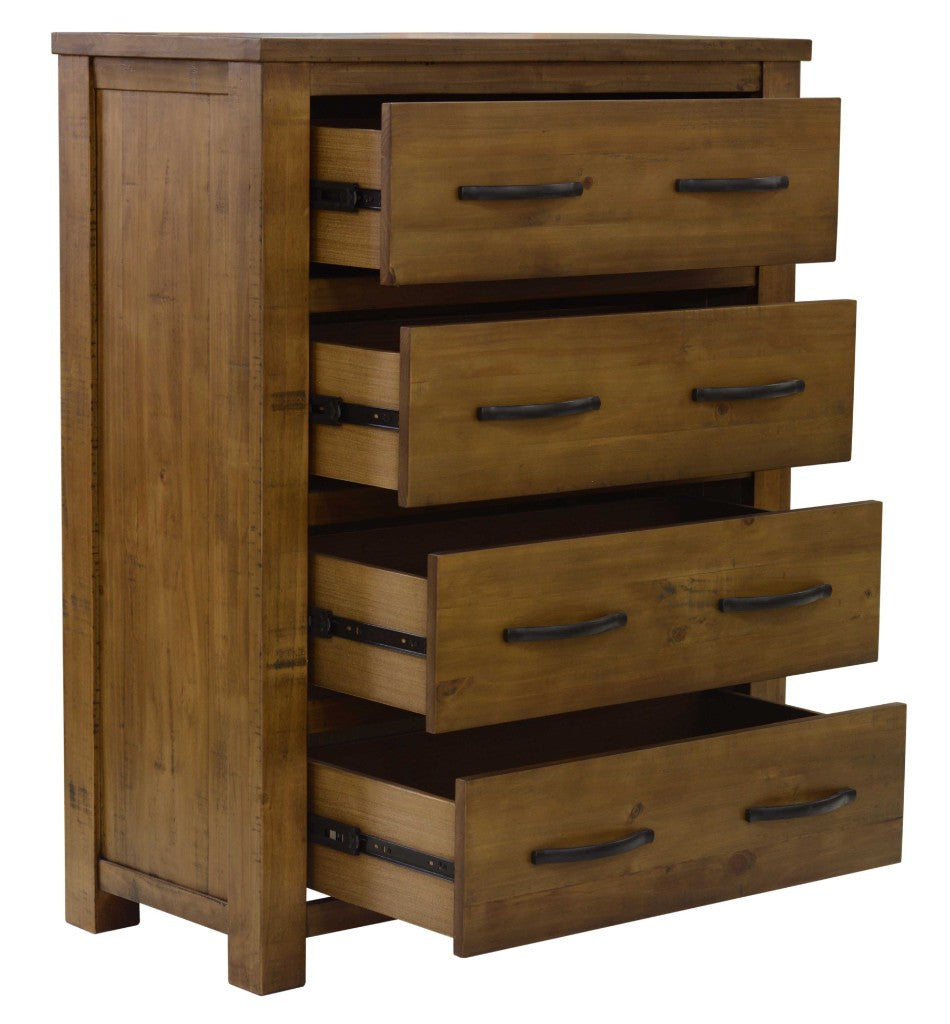 SCOTTI SOLID PINE 4  DRAWER TALLBOY/ 4 DRAWER CHEST OF DRAWERS  AGED SUNDRIED ASH COLOUR