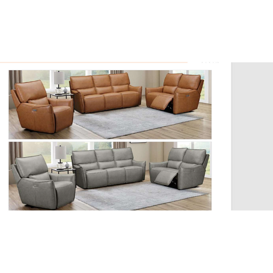 CARRERA LEATHER 3-SEATER DUAL MOTOR ELECTRIC RECLINER  SOFA GREY