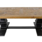 SORANZO MANGO WOOD COFFEE TABLE HANDCRAFTED PARQUET TOP OAK/BLACK 135CM FRENCH PROVINCIAL