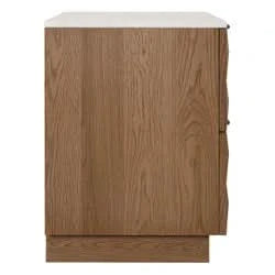 HAMPSHIRE TRAVERTINE/ WALNUT 2-DRAWER BEDSIDE TABLE