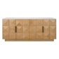 HAMPSHIRE WHITE MARBLE/NATURAL OAK 4-DOOR BUFFET/SIDEBOARD