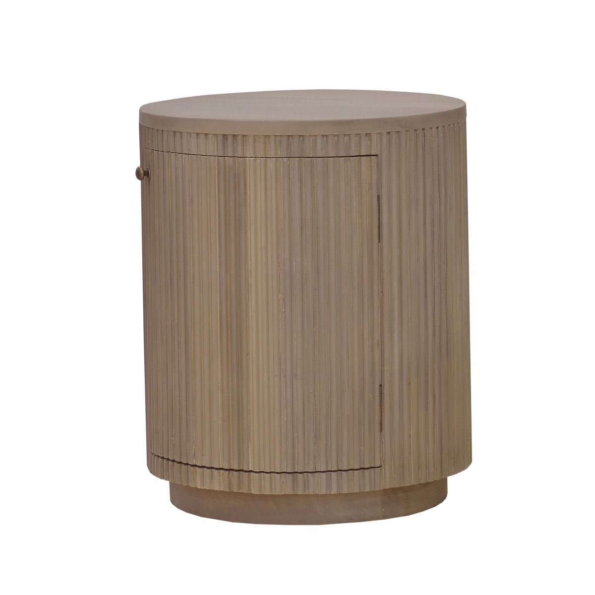 SABRAN MAHOGANY ROUND 3-DRAWER BEDSIDE TABLE NIGHTSTAND SANDBAR