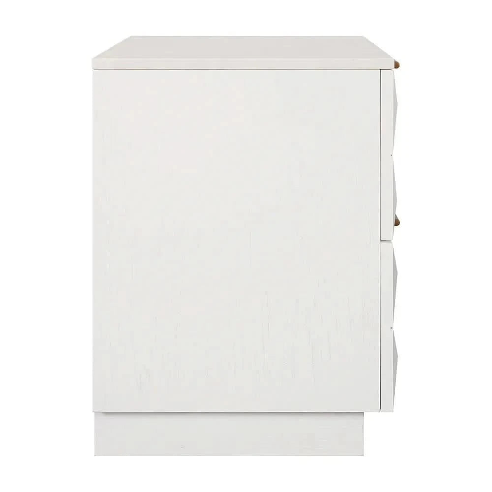 HAMPSHIRE WHITE MARBLE/WHITE OAK 2-DRAWER BEDSIDE TABLE