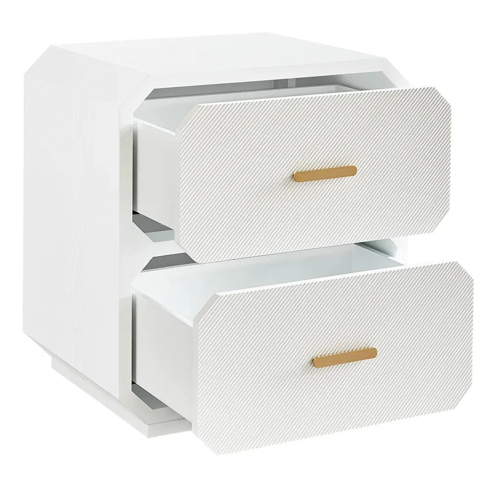 DELGARDO HAMPTON STYLE 2-DRAWER BEDSIDE TABLE WHITE