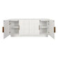 HAMPSHIRE WHITE MARBLE/ WHITE OAK 4-DOOR BUFFET/SIDEBOARD